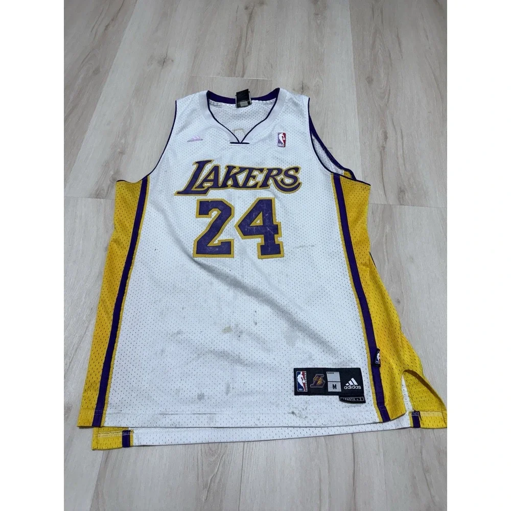 Adidas Kobe Bryant Jersey Men's Medium White Swingman Lakers #24 Length +2